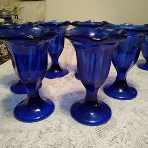 Set of 6 Cobalt Blue Sundae/Parfait Glasses